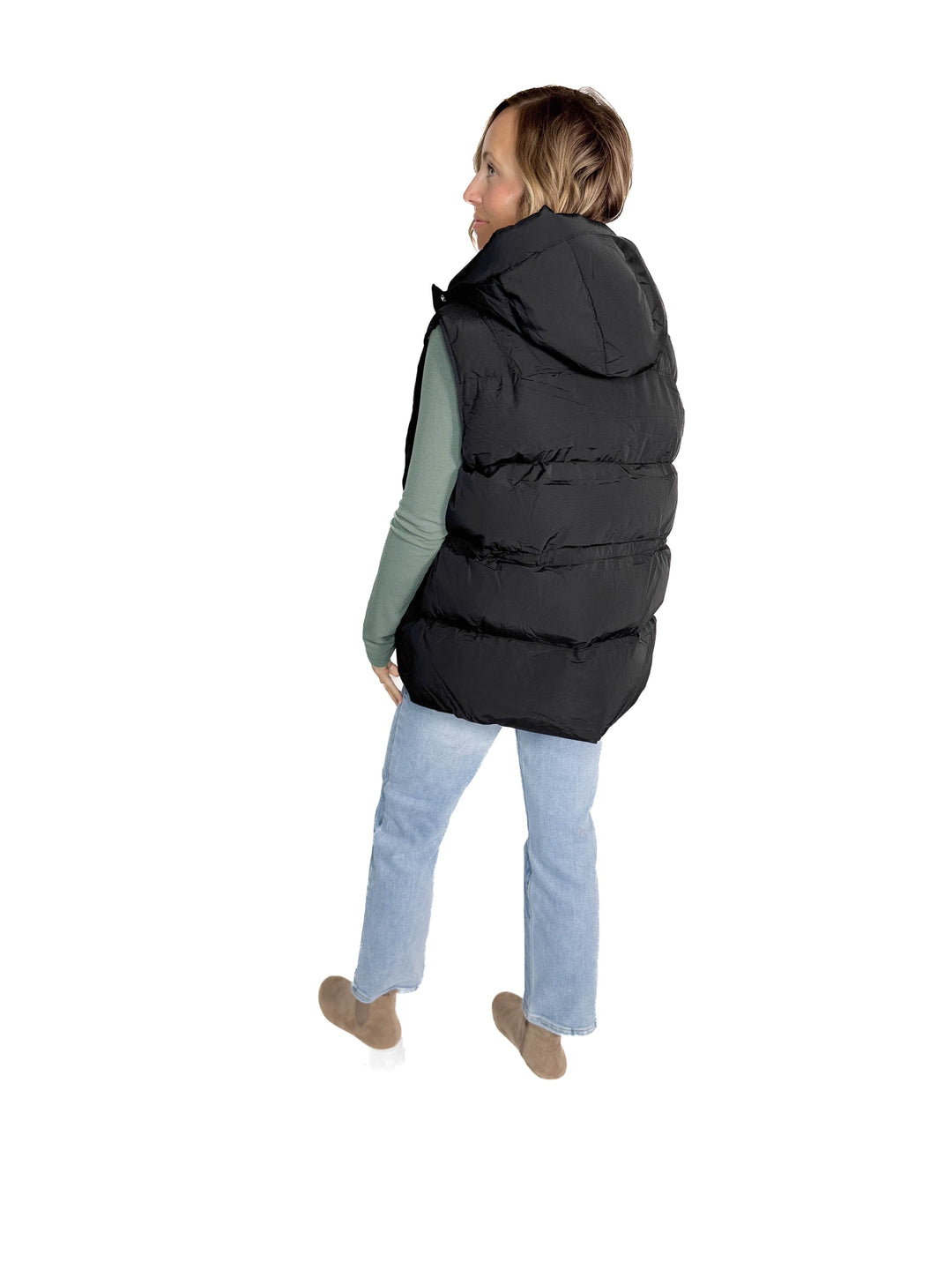 Canyon Hooded Puffer Vest- BLACK