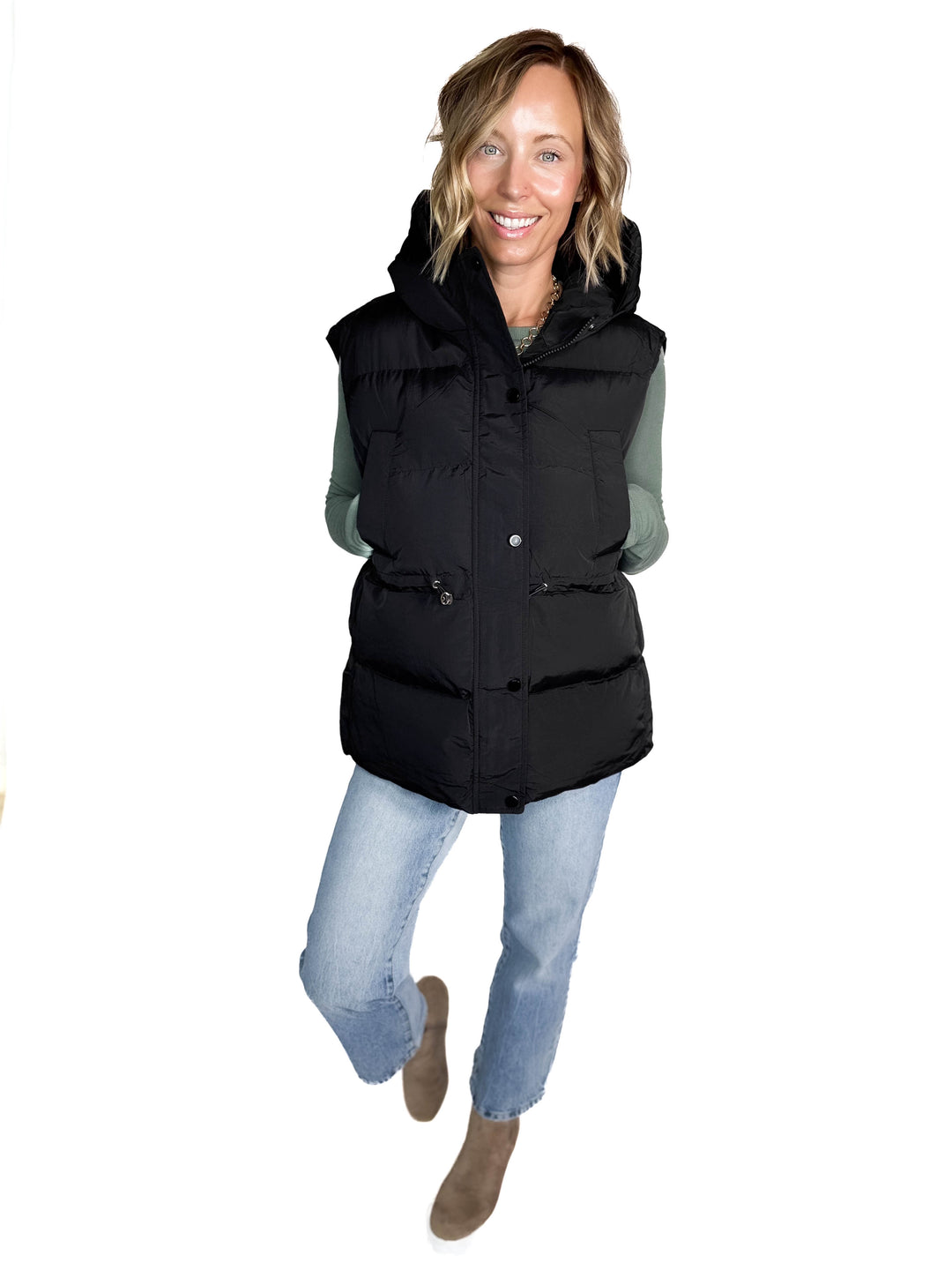 Canyon Hooded Puffer Vest- BLACK