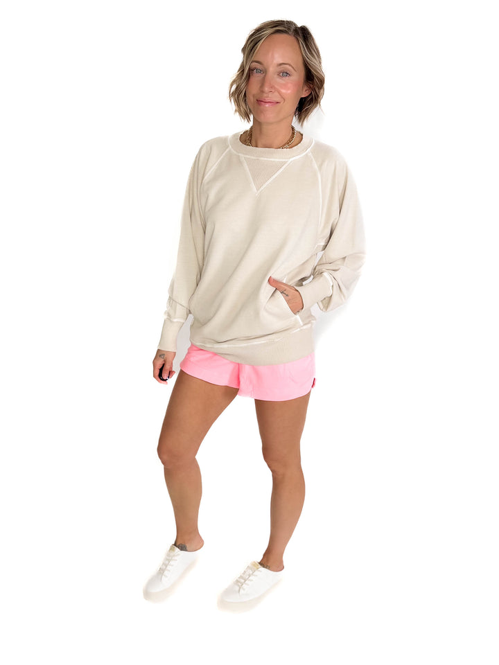 Lux French Terry Pullover- BEIGE-FINAL SALE