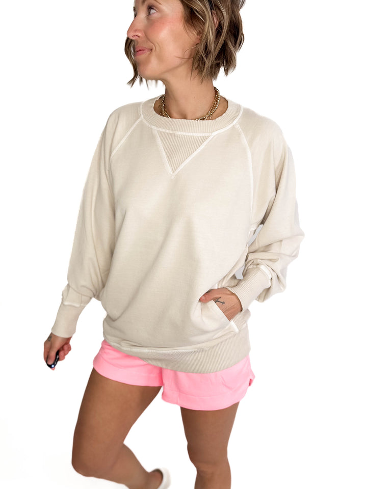 Lux French Terry Pullover- BEIGE-FINAL SALE