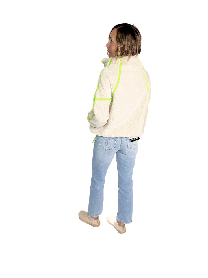 Marlow Fleece 1/2 Zip Pullover- OATMEAL/LIME