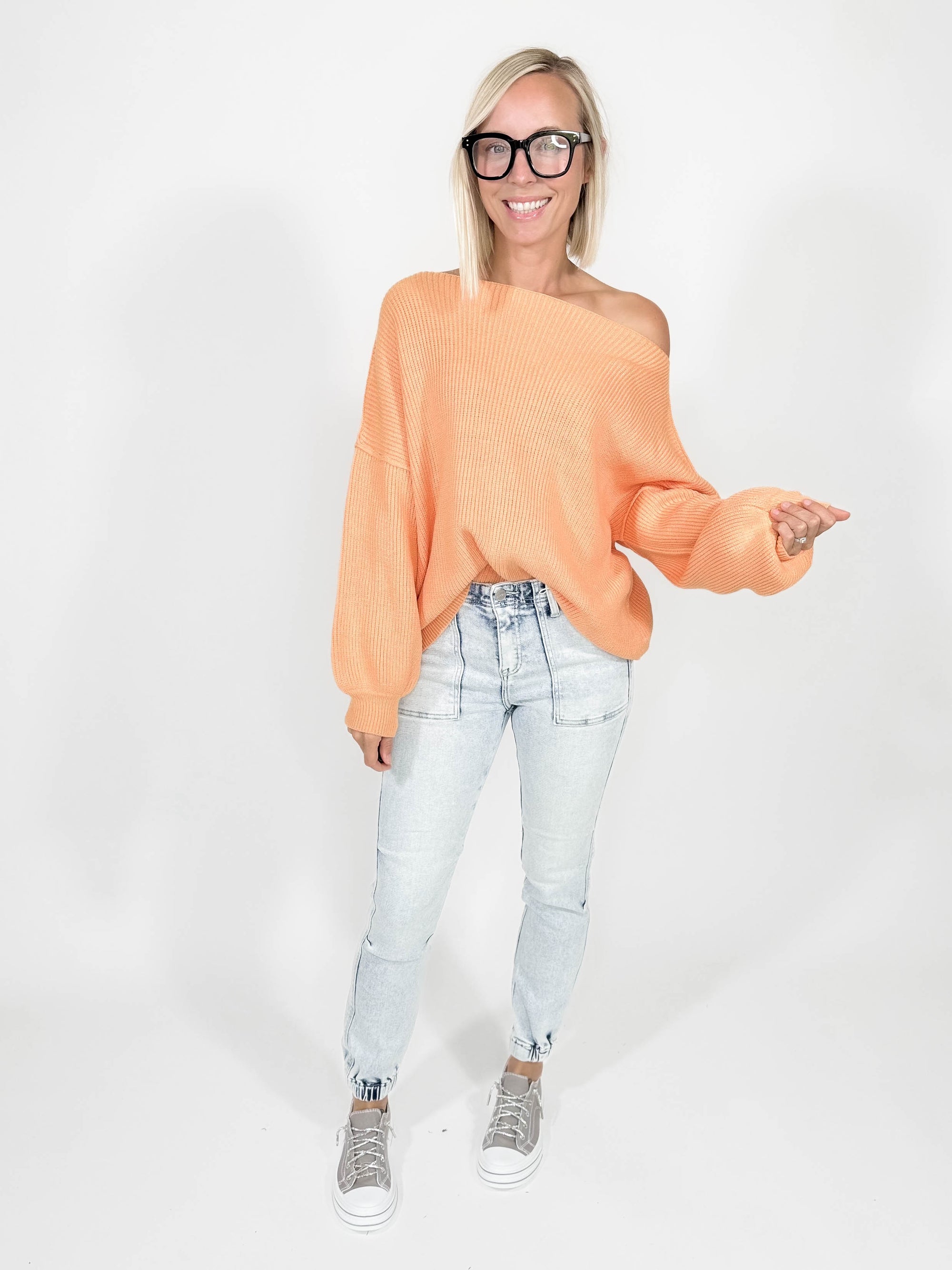 Reagan Boat Neck Sweater- PAPAYA-FINAL SALE