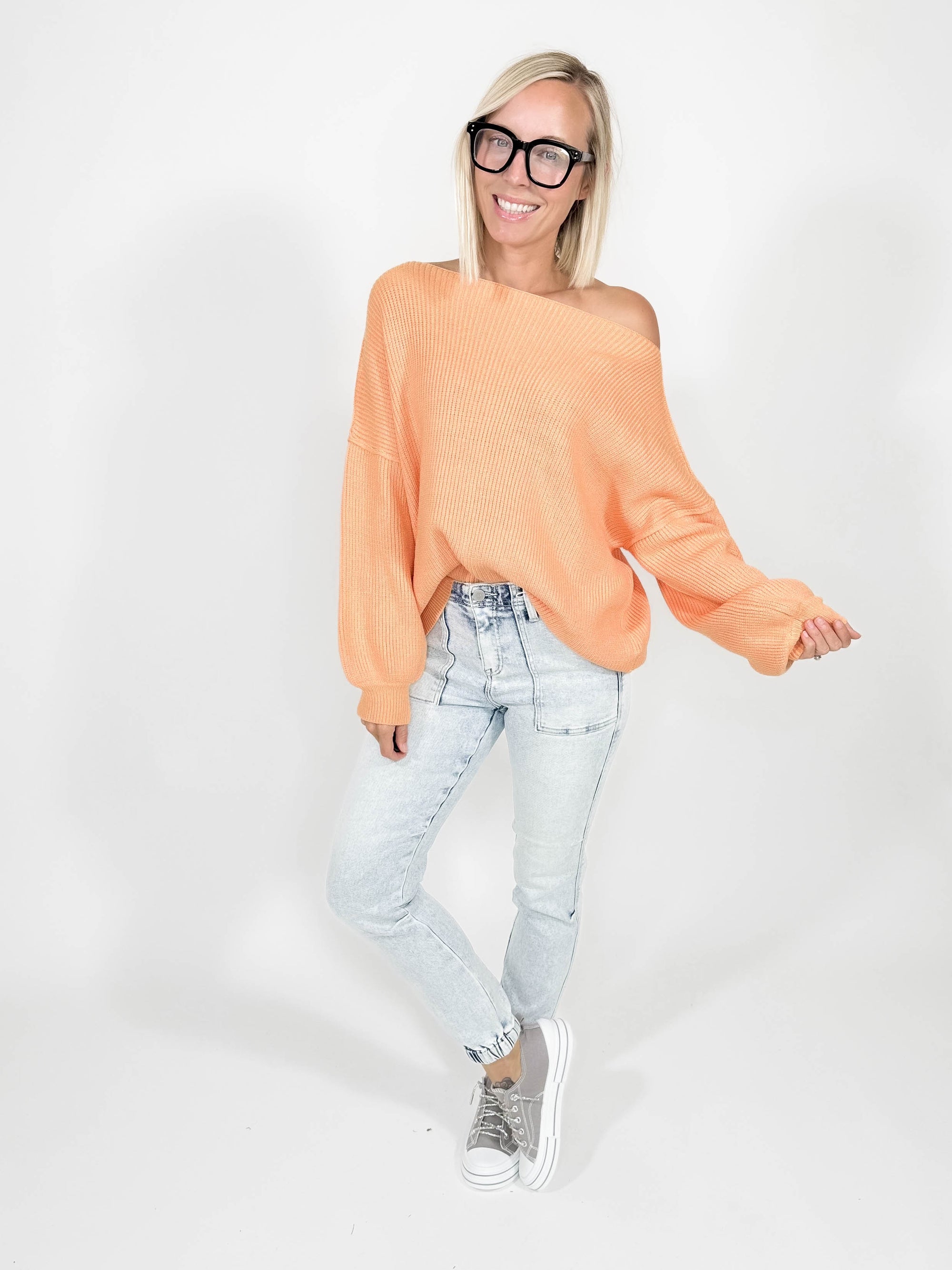 Reagan Boat Neck Sweater- PAPAYA-FINAL SALE