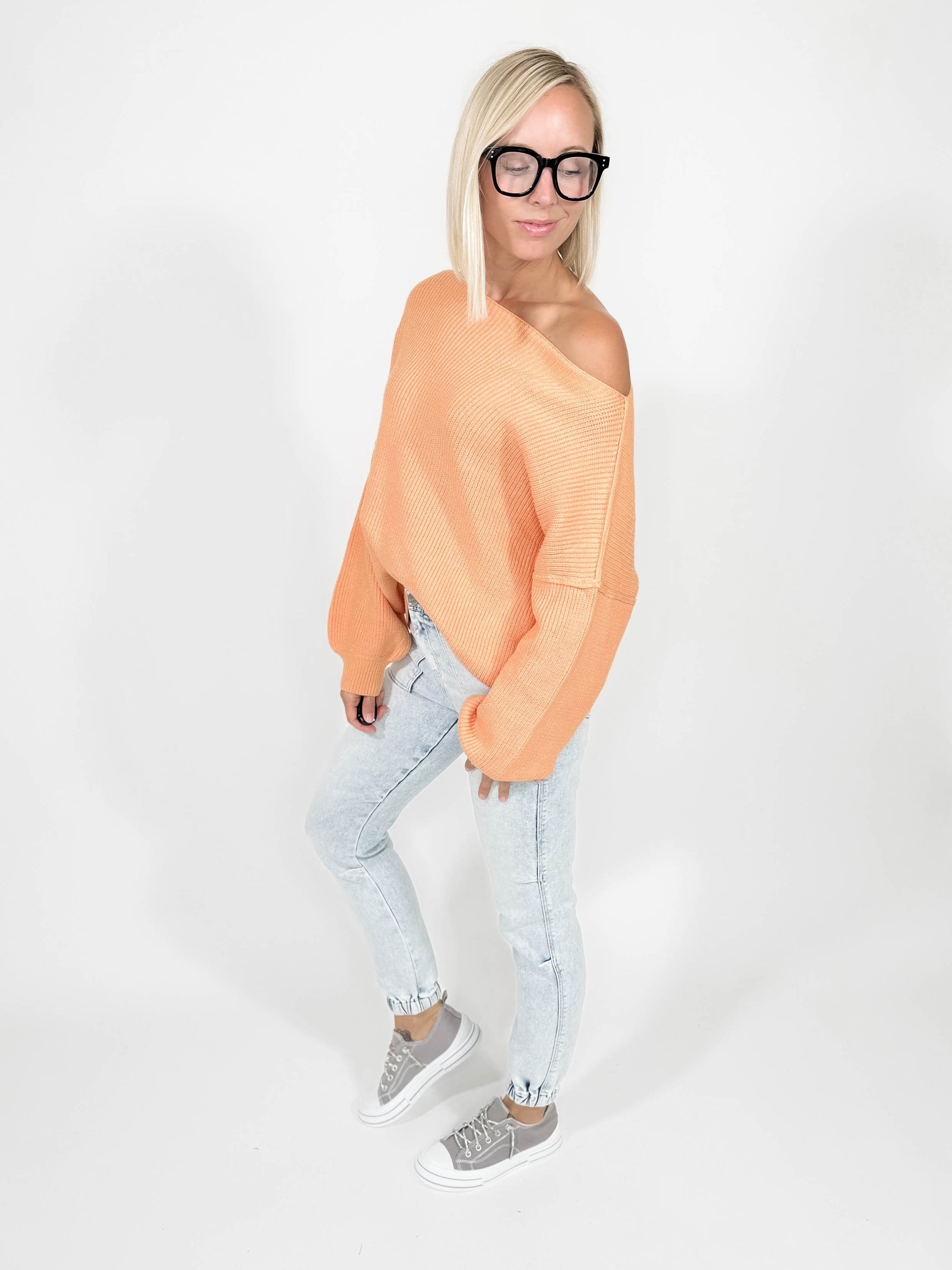 Reagan Boat Neck Sweater- PAPAYA-FINAL SALE