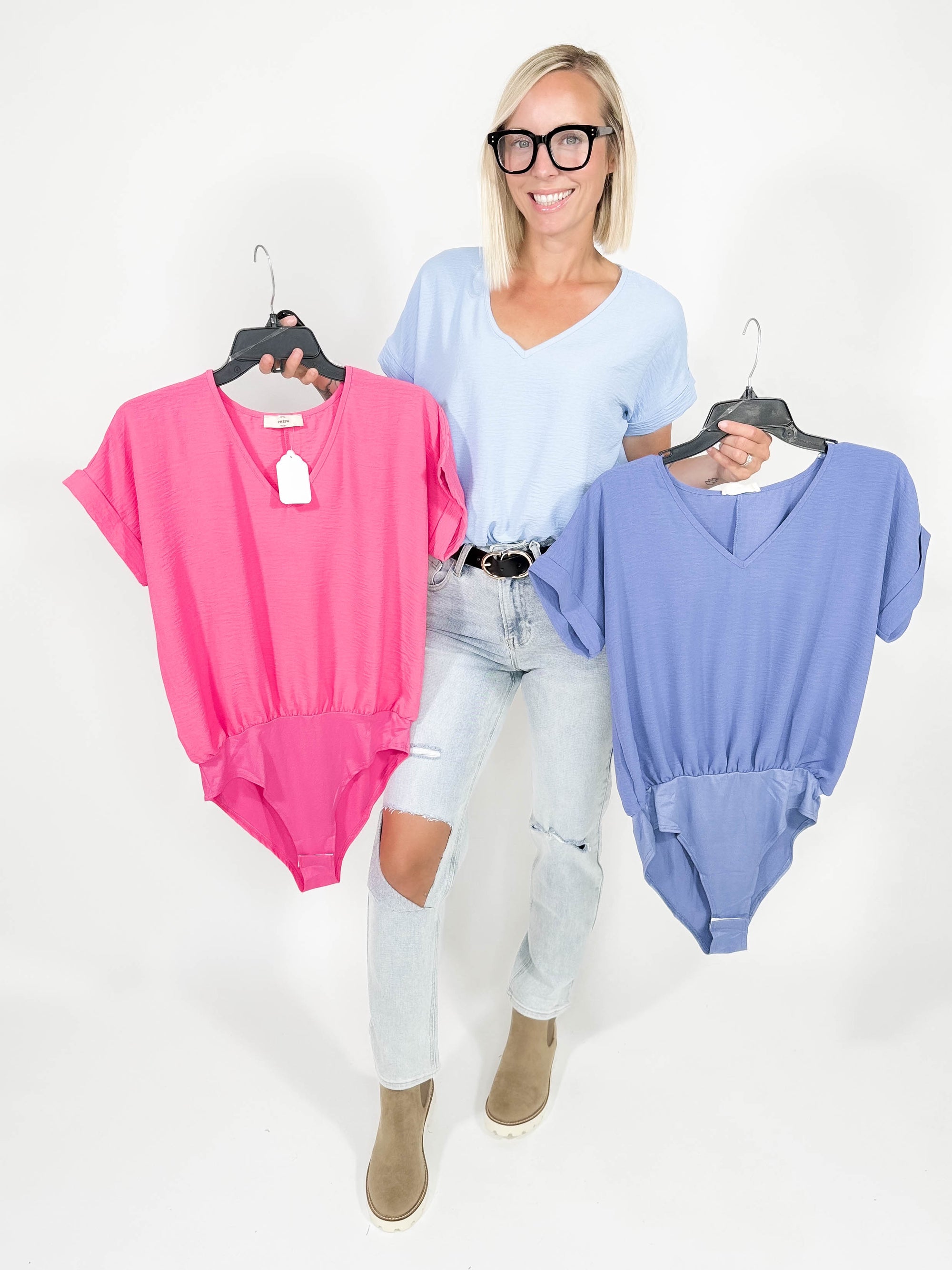 Ellen T-shirt Bodysuit- PERIWINKLE