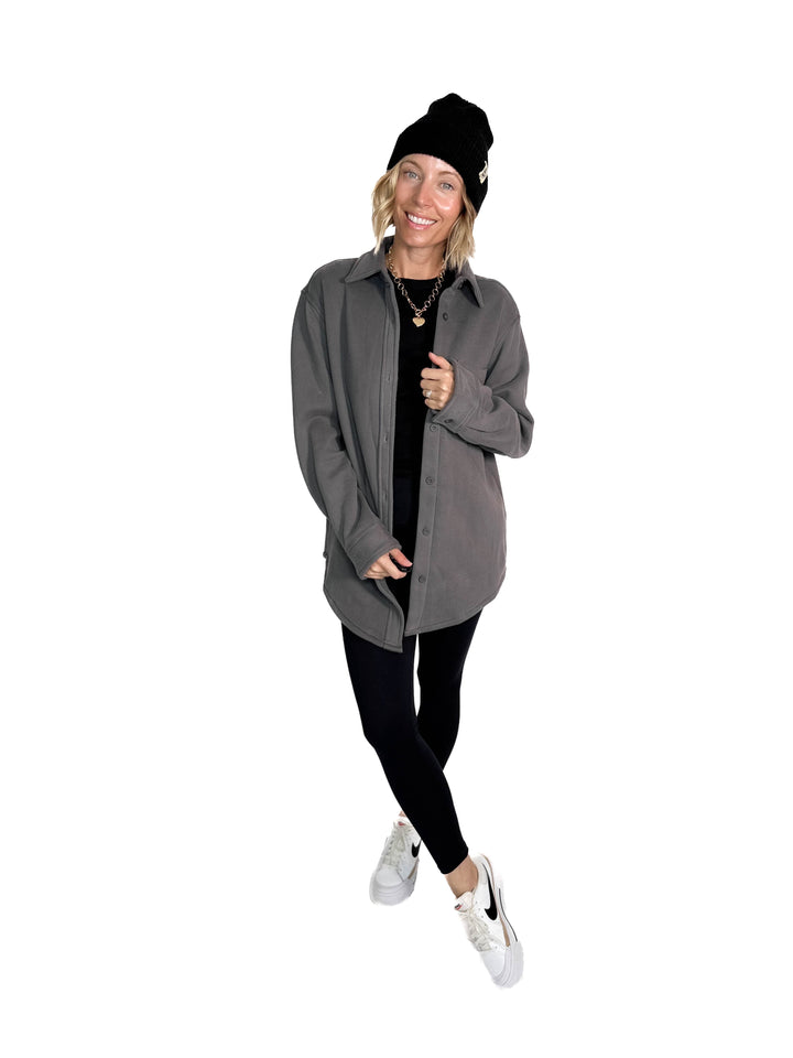 Tayler Fleece Shacket- GRAPHITE