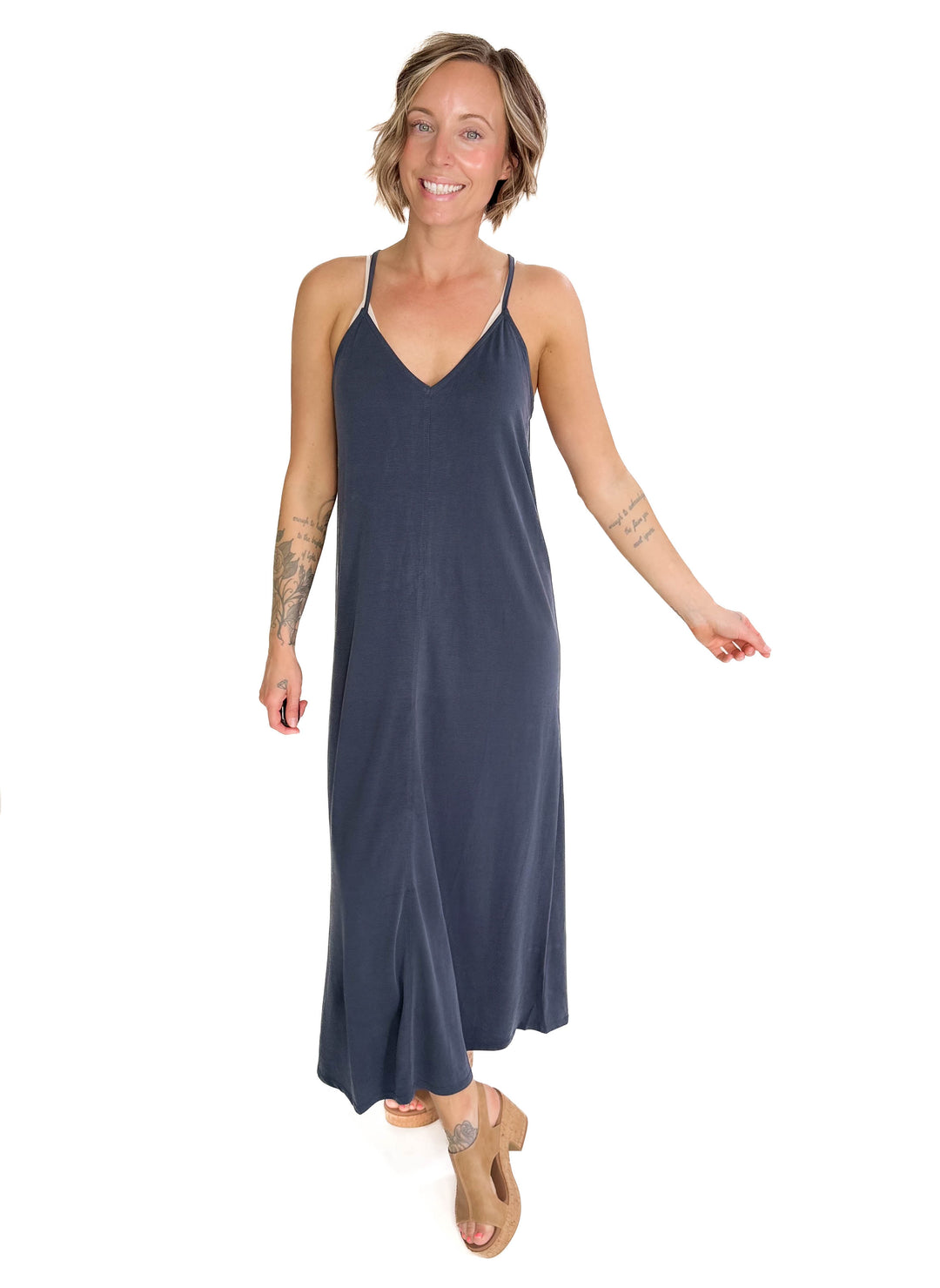 Alba Modal V-Neck Maxi- CHARCOAL-FINAL SALE