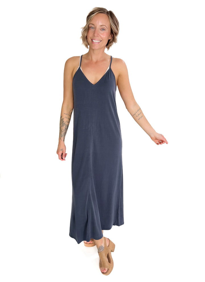 Alba Modal V-Neck Maxi- CHARCOAL-FINAL SALE