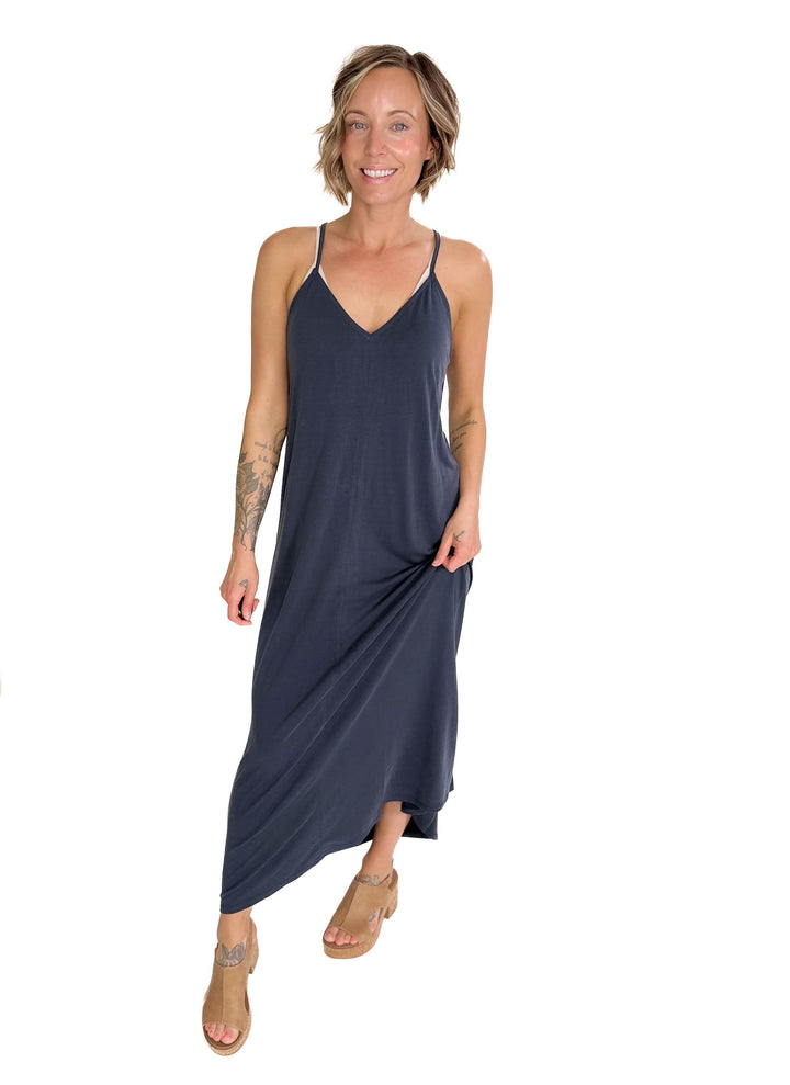 Alba Modal V-Neck Maxi- CHARCOAL-FINAL SALE
