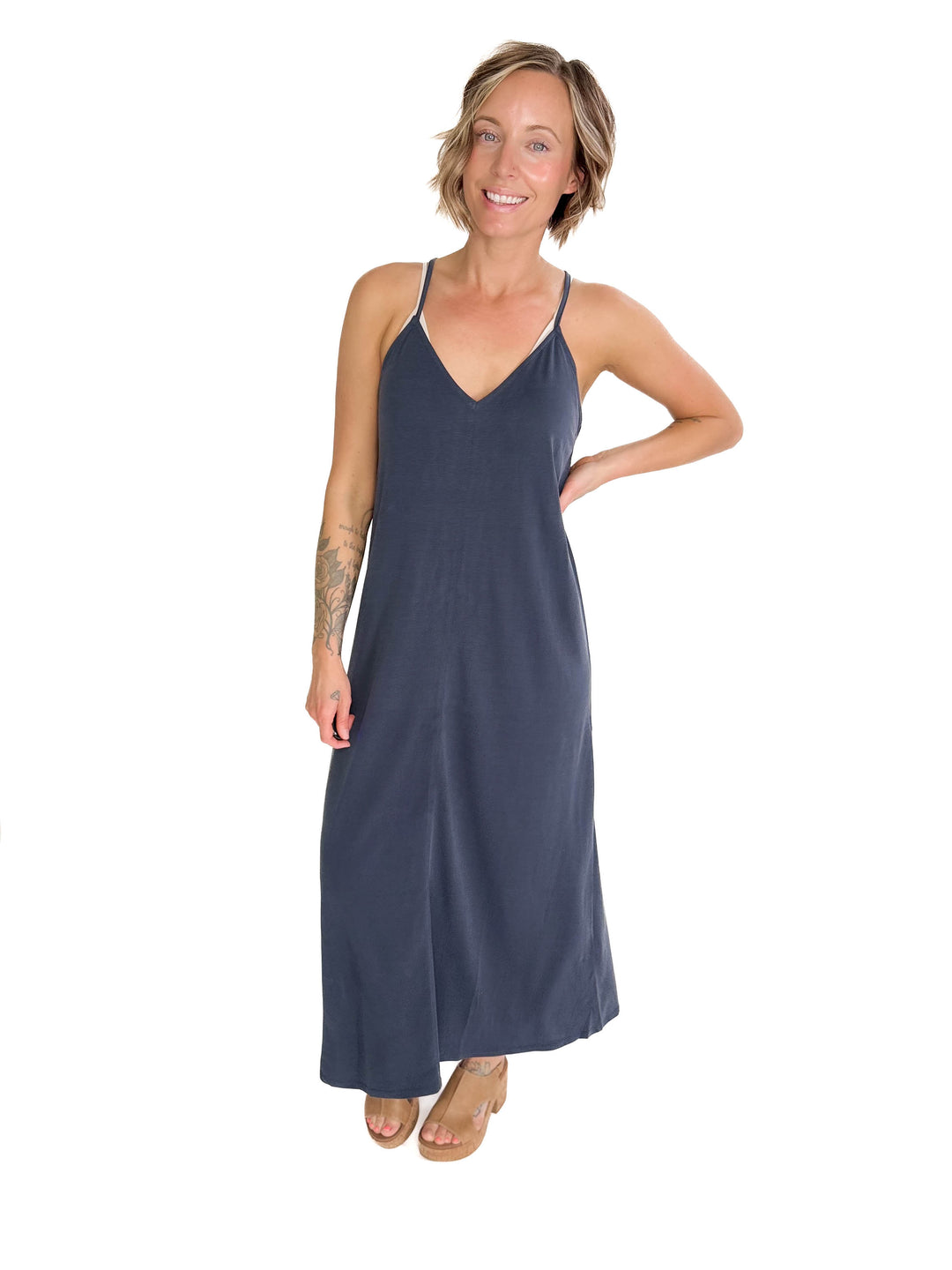 Alba Modal V-Neck Maxi- CHARCOAL-FINAL SALE