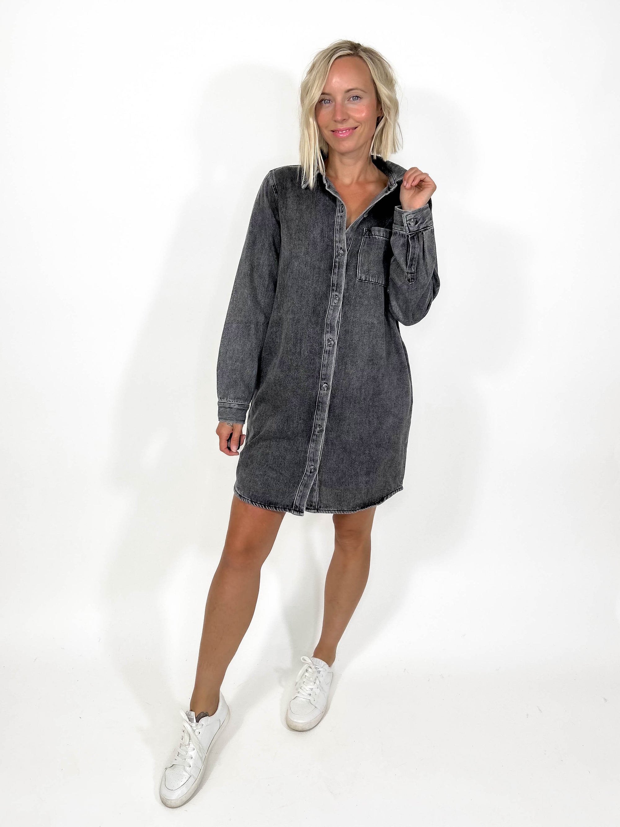 THREAD & SUPPLY Kieran Shirt Dress- BLACK ACID WASH-FINAL SALE *S*