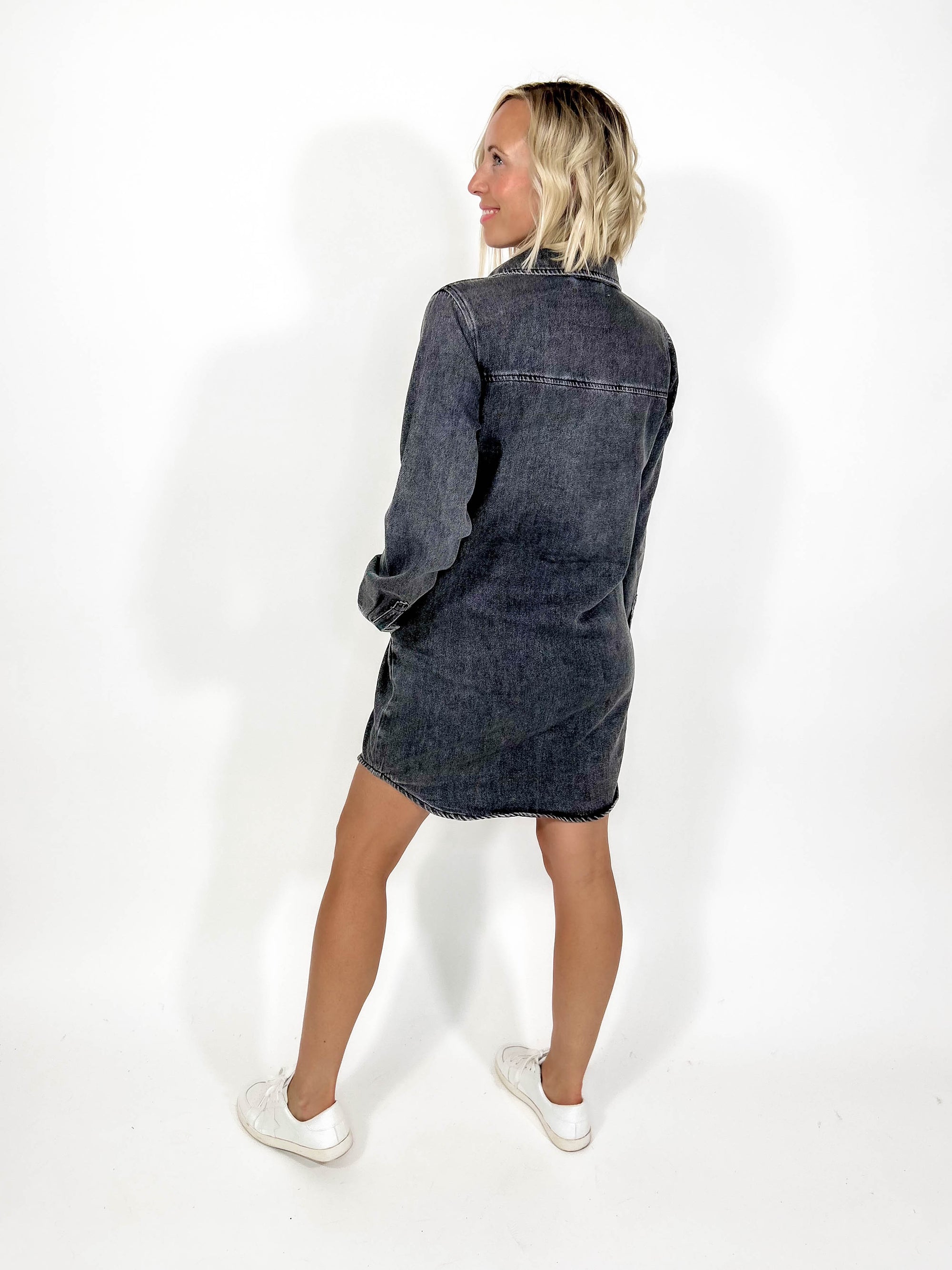 THREAD & SUPPLY Kieran Shirt Dress- BLACK ACID WASH-FINAL SALE *S*