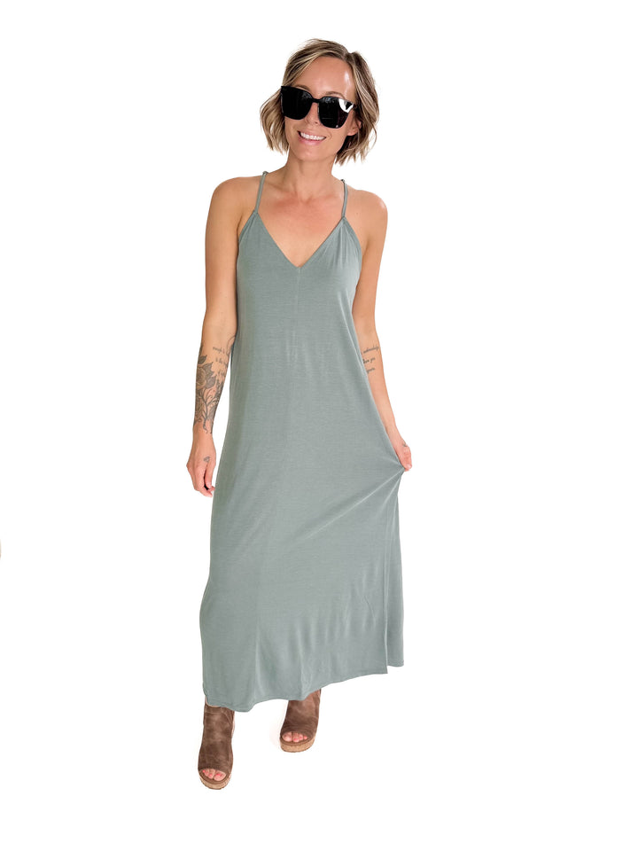 Alba Modal V-Neck Maxi- SPRUCE-FINAL SALE