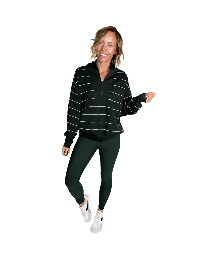 Nancy Modal 1/4 Zip Pullover- REGENCY GREEN/CREAM