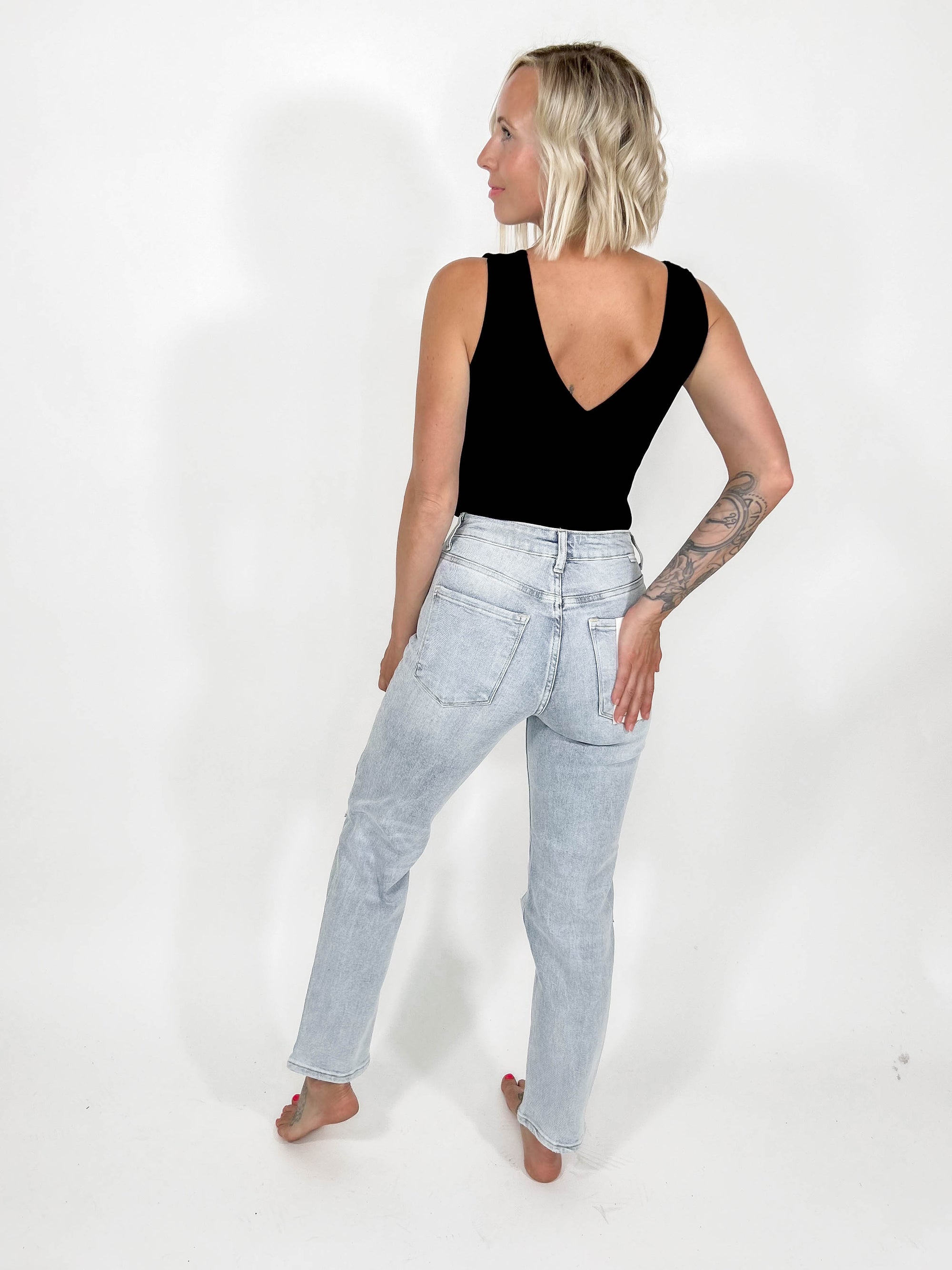 RISEN Prestyn Distressed High Rise Ankle Jean- LIGHT-FINAL SALE