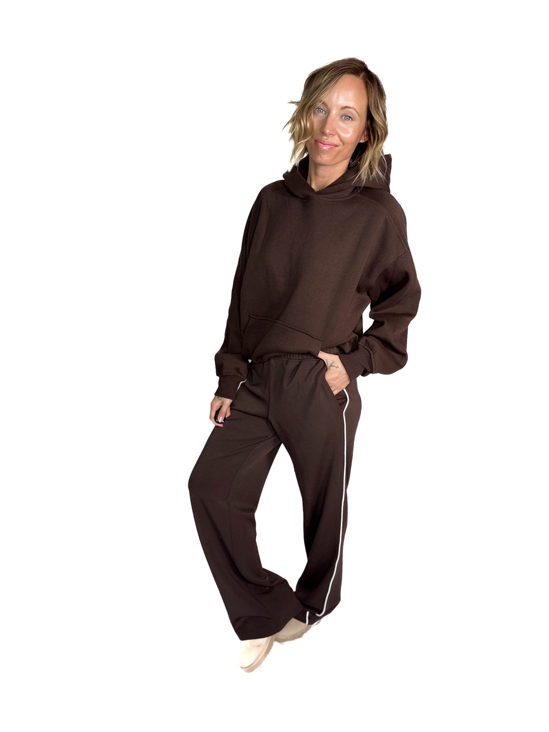 Nancy Modal Straight Leg Pant- ESPRESSO/CREAM