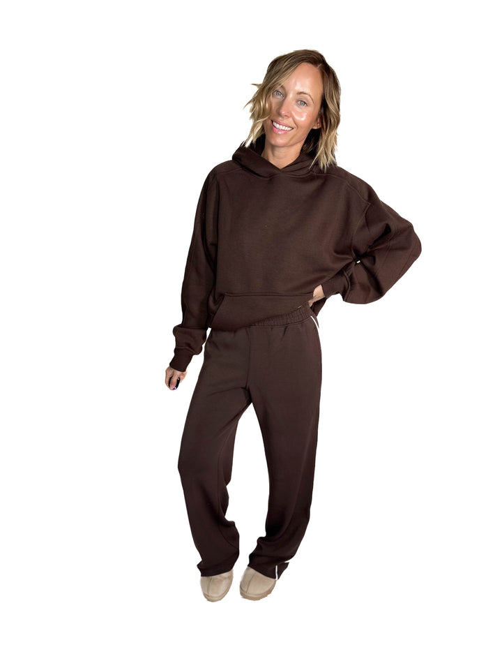 Nancy Modal Straight Leg Pant- ESPRESSO/CREAM