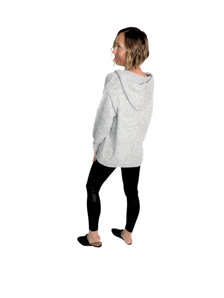 Malachai Button Down Hoodie Cardigan- GREY