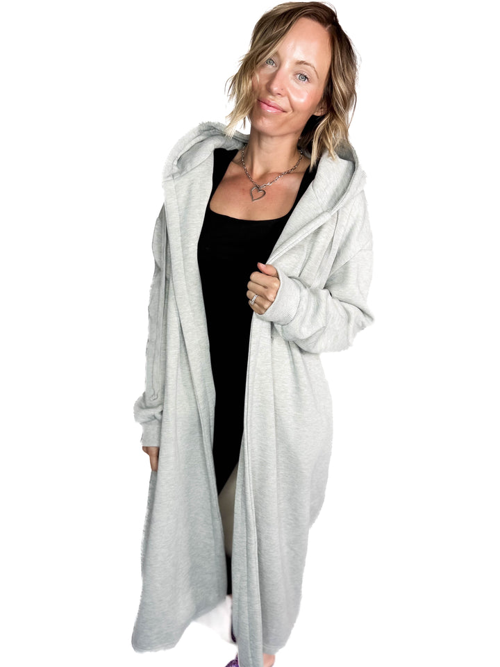 Opalite Sweatshirt Cardigan- HEATHER GREY