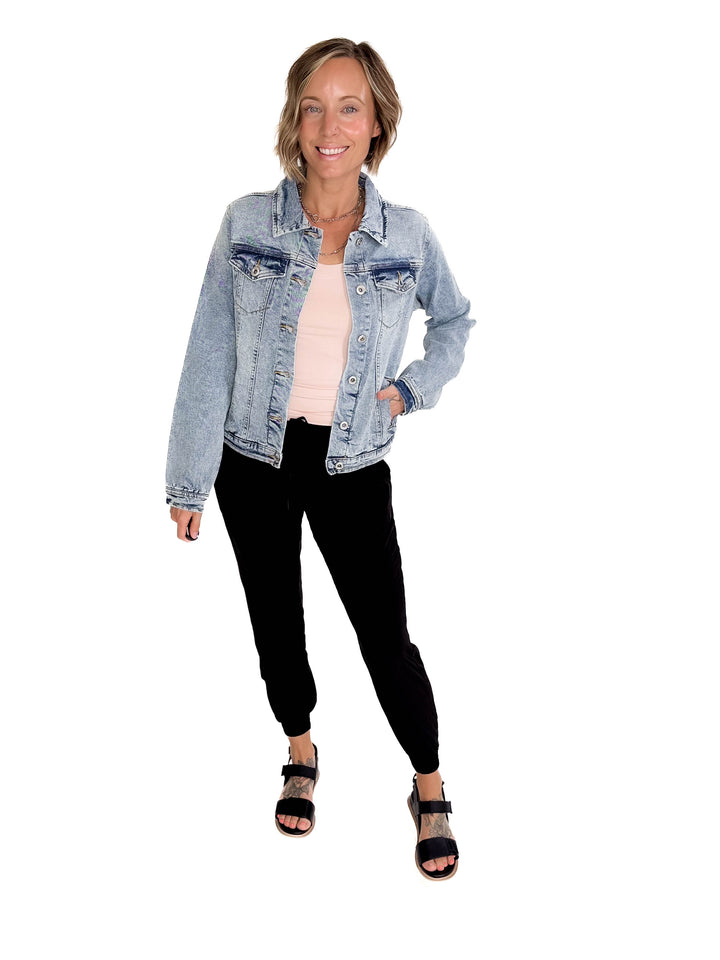 Monaco Classic Stretch Denim Jacket- LIGHT WASH-FINAL SALE