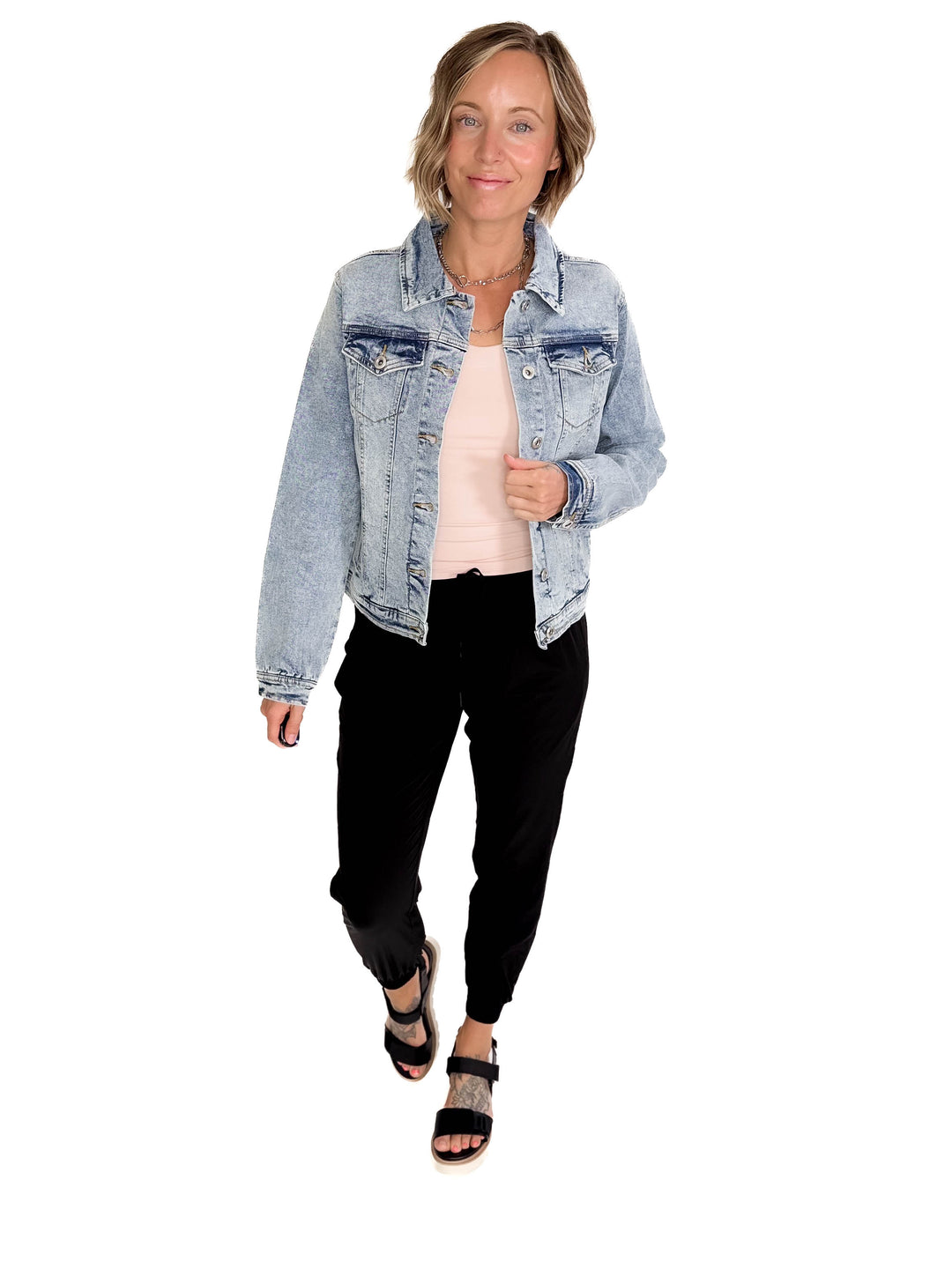 Monaco Classic Stretch Denim Jacket- LIGHT WASH-FINAL SALE