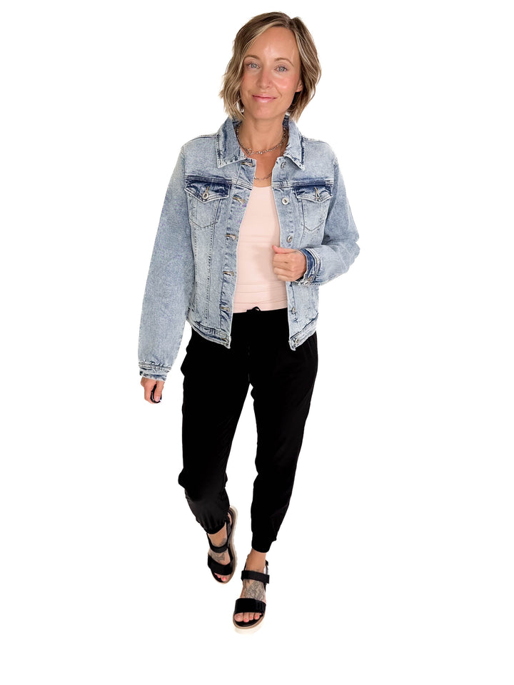 Monaco Classic Stretch Denim Jacket- LIGHT WASH-FINAL SALE