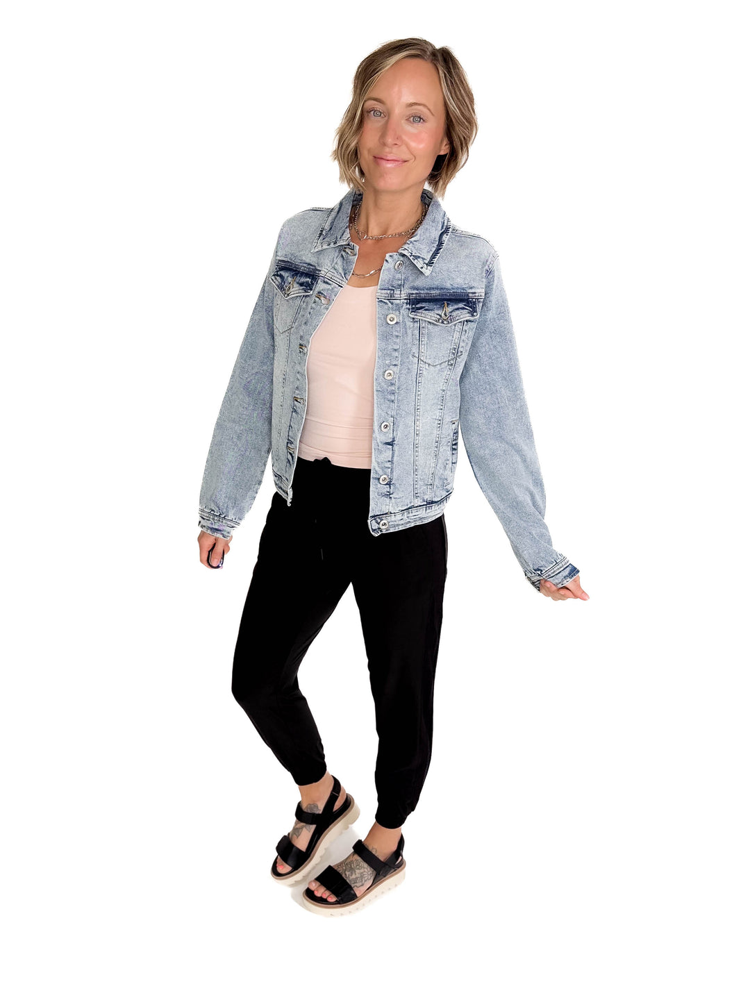 Monaco Classic Stretch Denim Jacket- LIGHT WASH-FINAL SALE