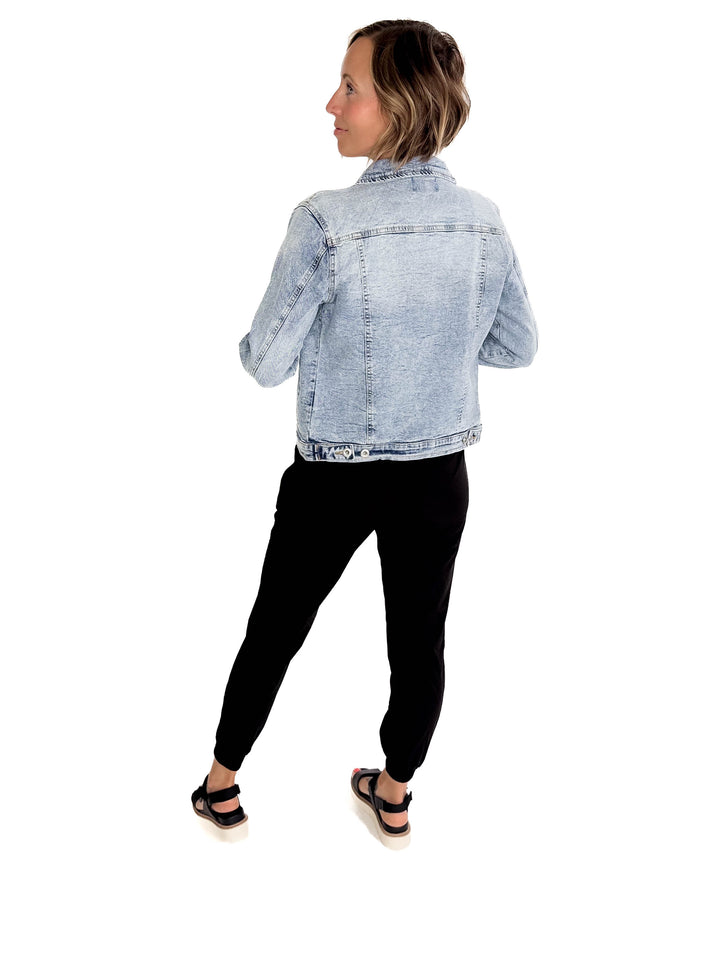 Monaco Classic Stretch Denim Jacket- LIGHT WASH-FINAL SALE