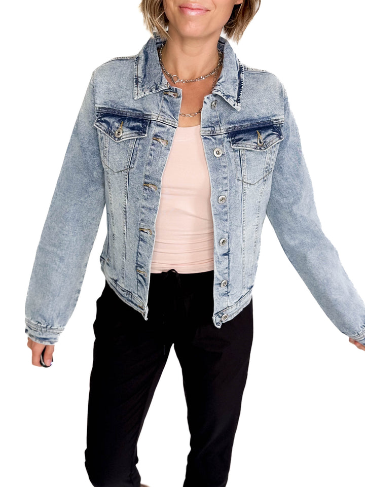Monaco Classic Stretch Denim Jacket- LIGHT WASH-FINAL SALE