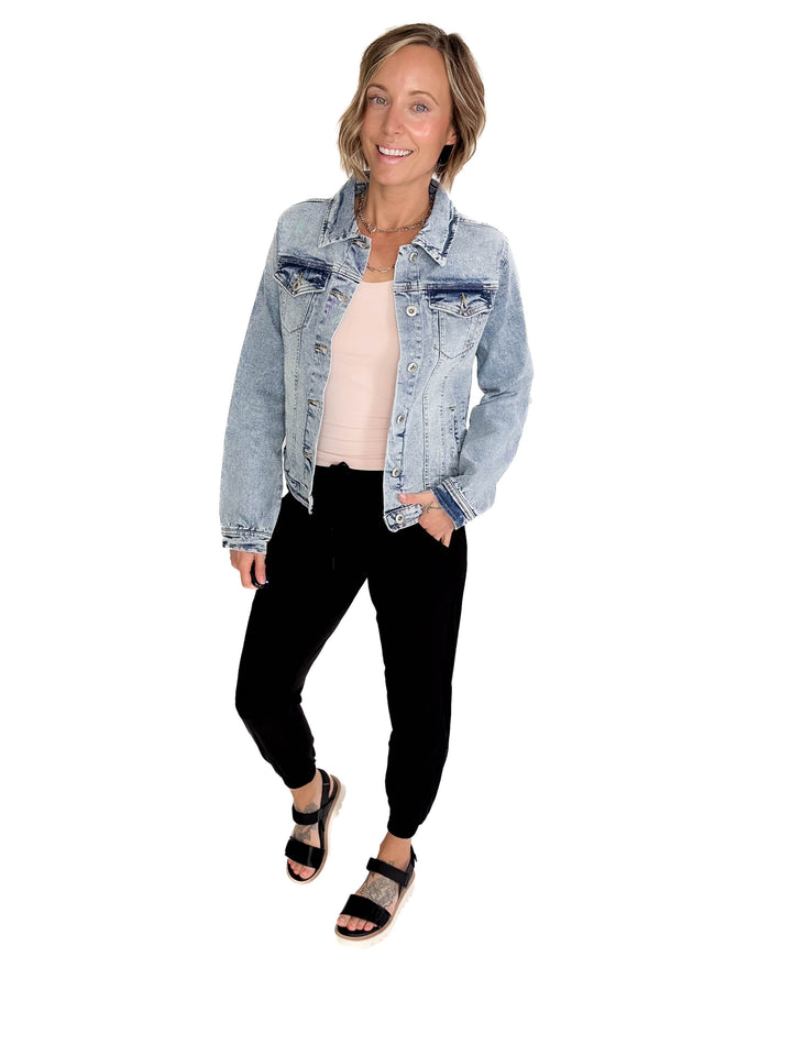 Monaco Classic Stretch Denim Jacket- LIGHT WASH-FINAL SALE