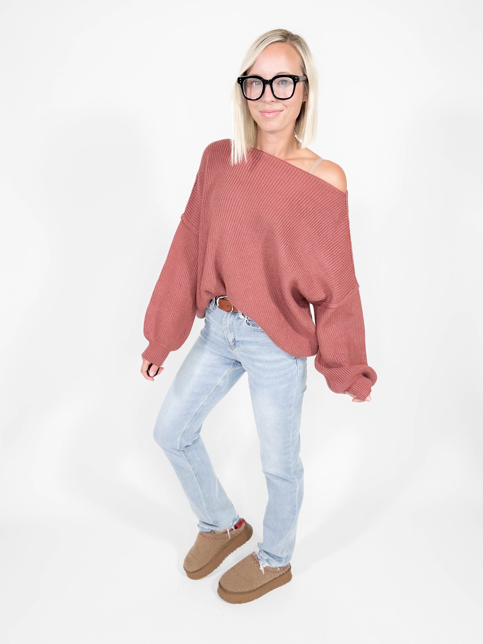 Reagan Boat Neck Sweater- GINGER-FINAL SALE