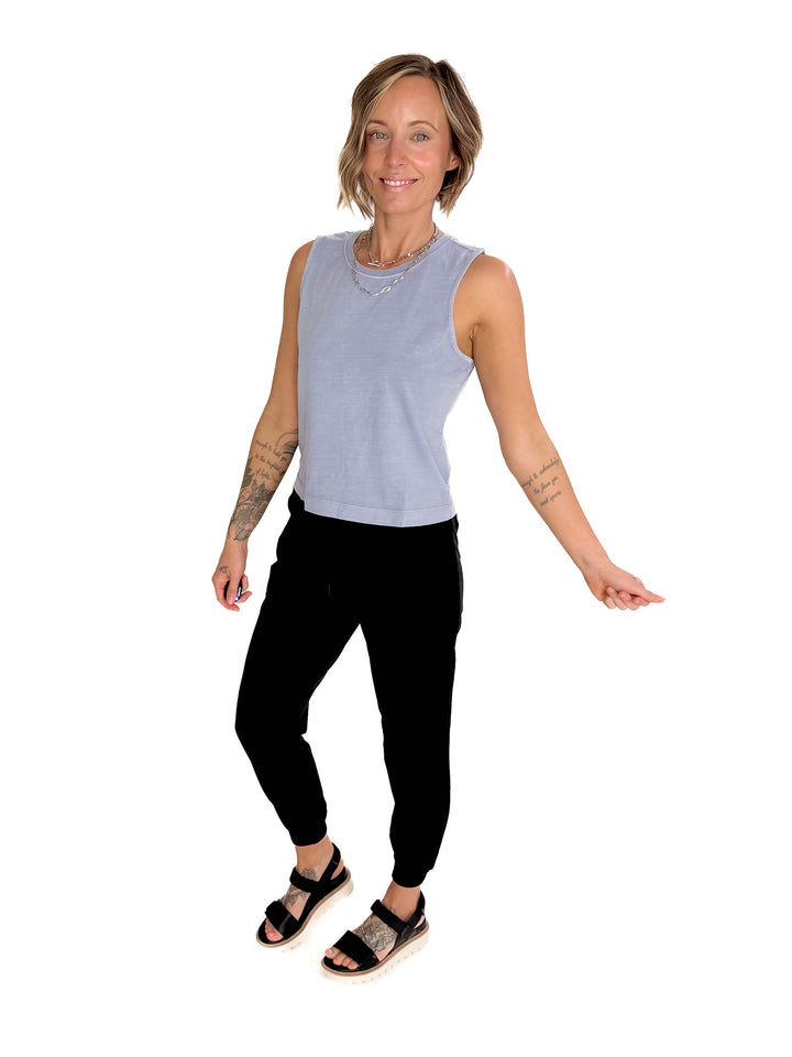 Allegra Acid Wash Boxy Tank- DENIM-FINAL SALE