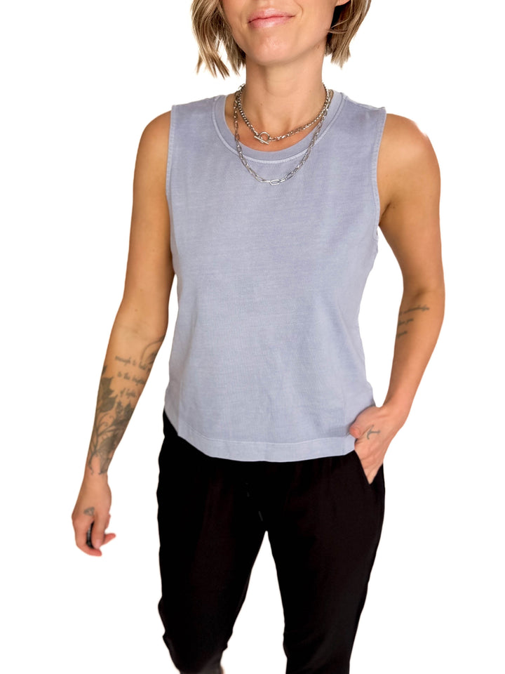 Allegra Acid Wash Boxy Tank- DENIM-FINAL SALE