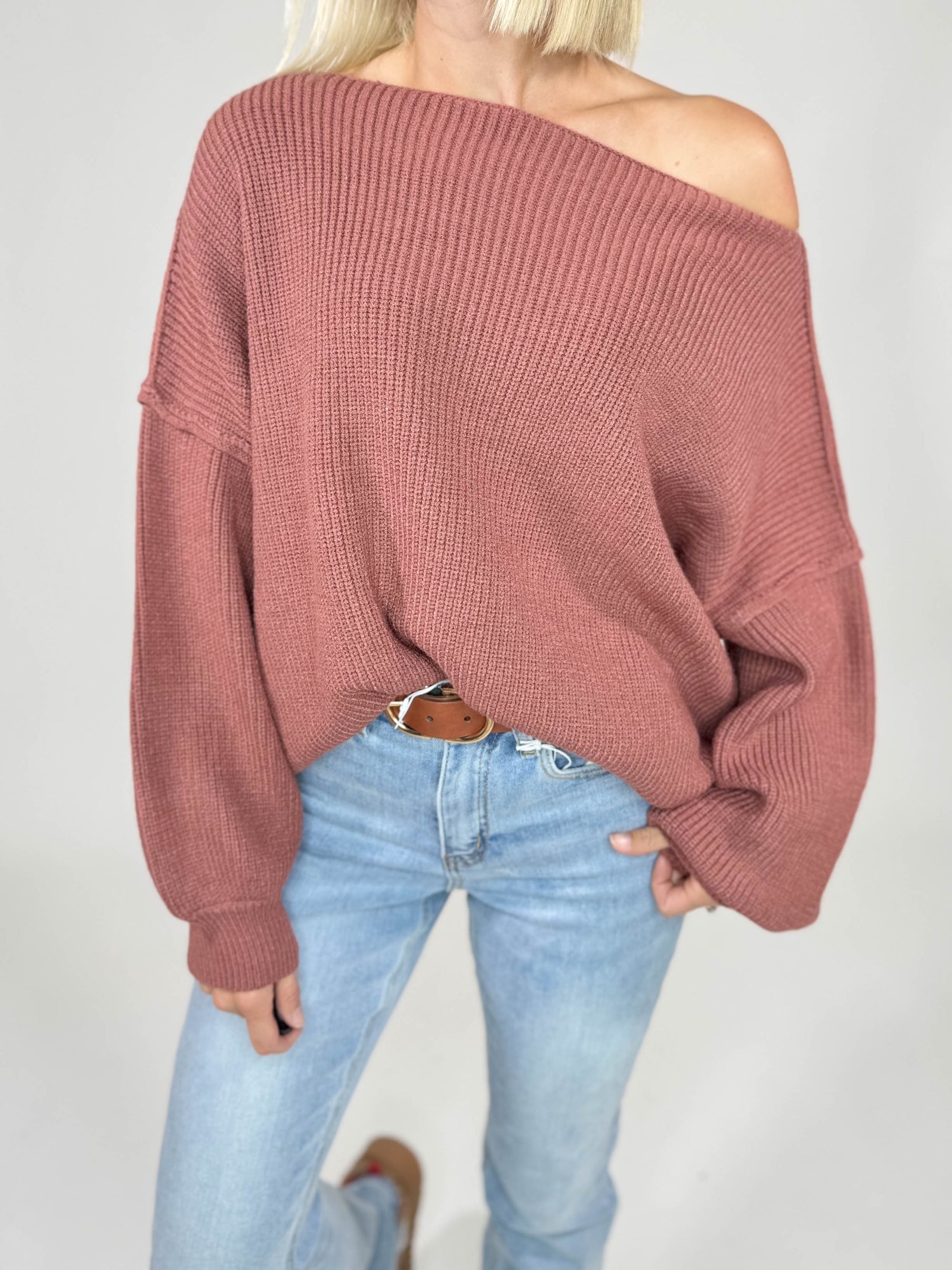 Reagan Boat Neck Sweater- GINGER-FINAL SALE