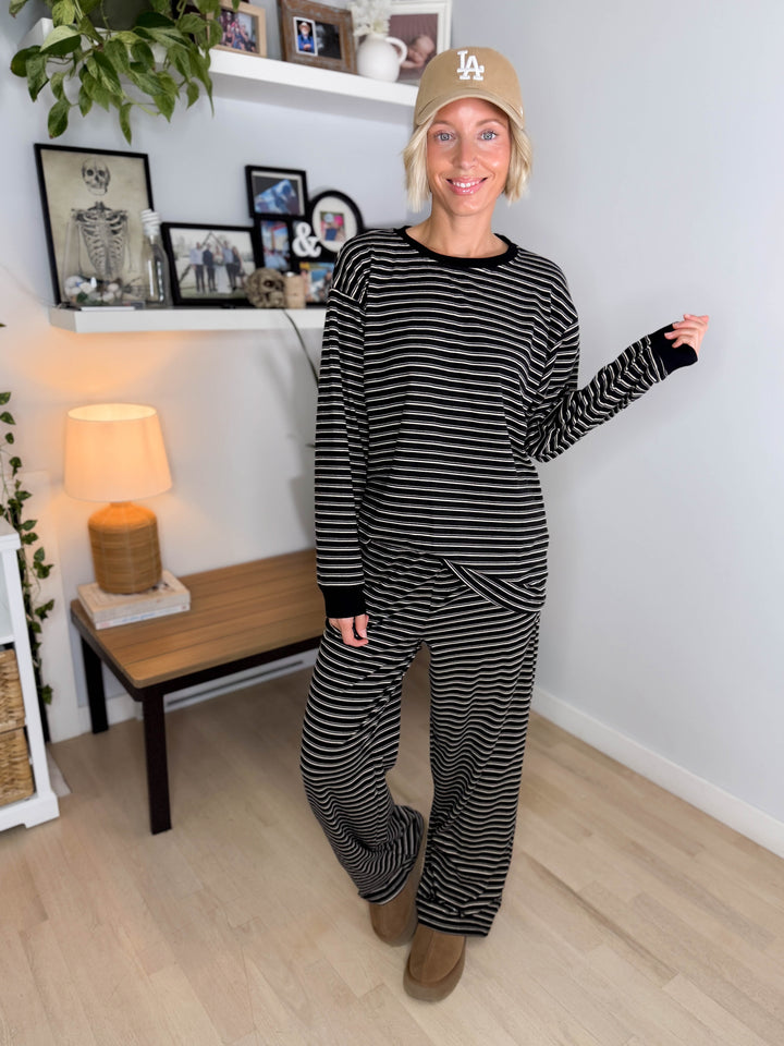 Carlow Brushed Stripe Set- BLACK