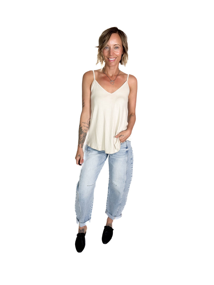 Khloe Reversible Spaghetti Cami- SAND BEIGE