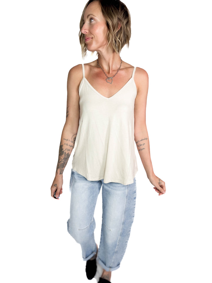 Khloe Reversible Spaghetti Cami- SAND BEIGE