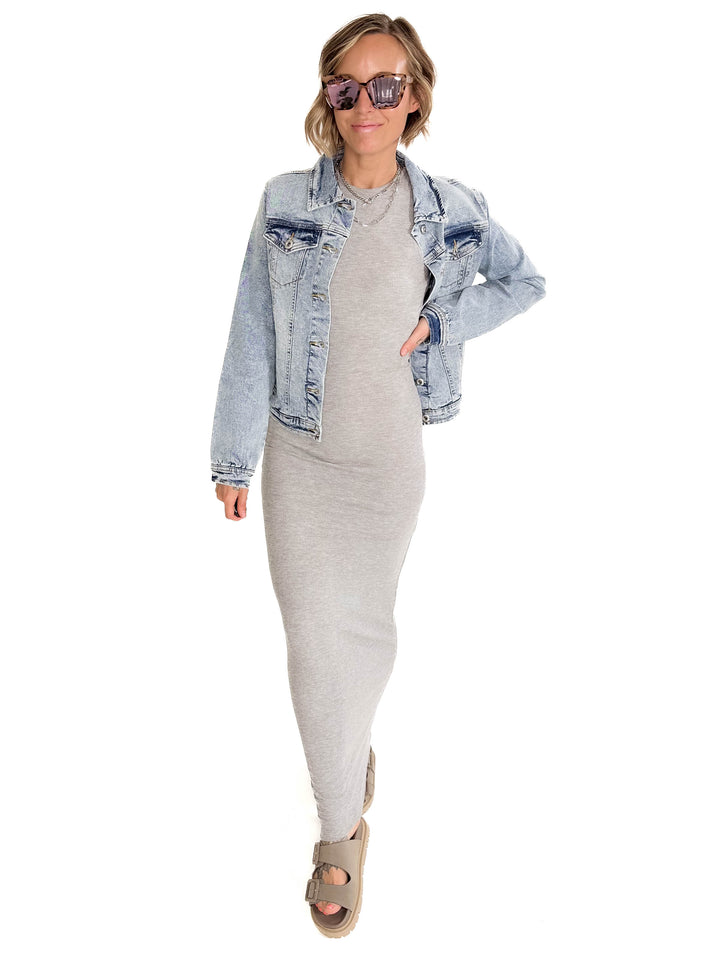 MONO B  Janine Ribbed Maxi Tank Dress- HEATHER GREY-FINAL SALE