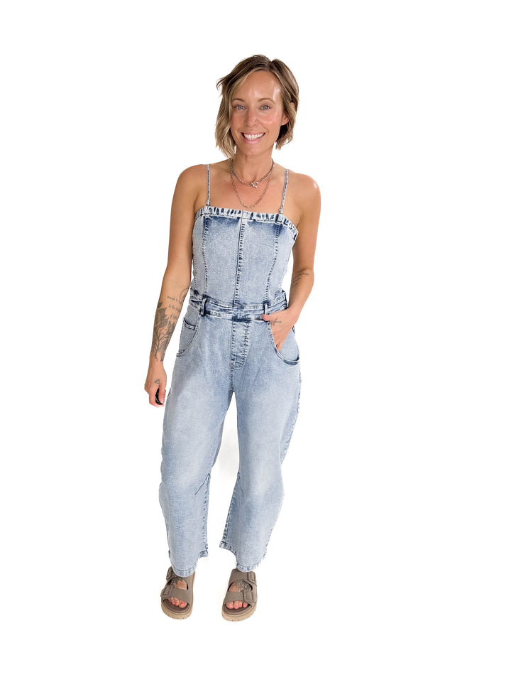 Aaron Barrel Jumpsuit- LIGHT DENIM-FINAL SALE