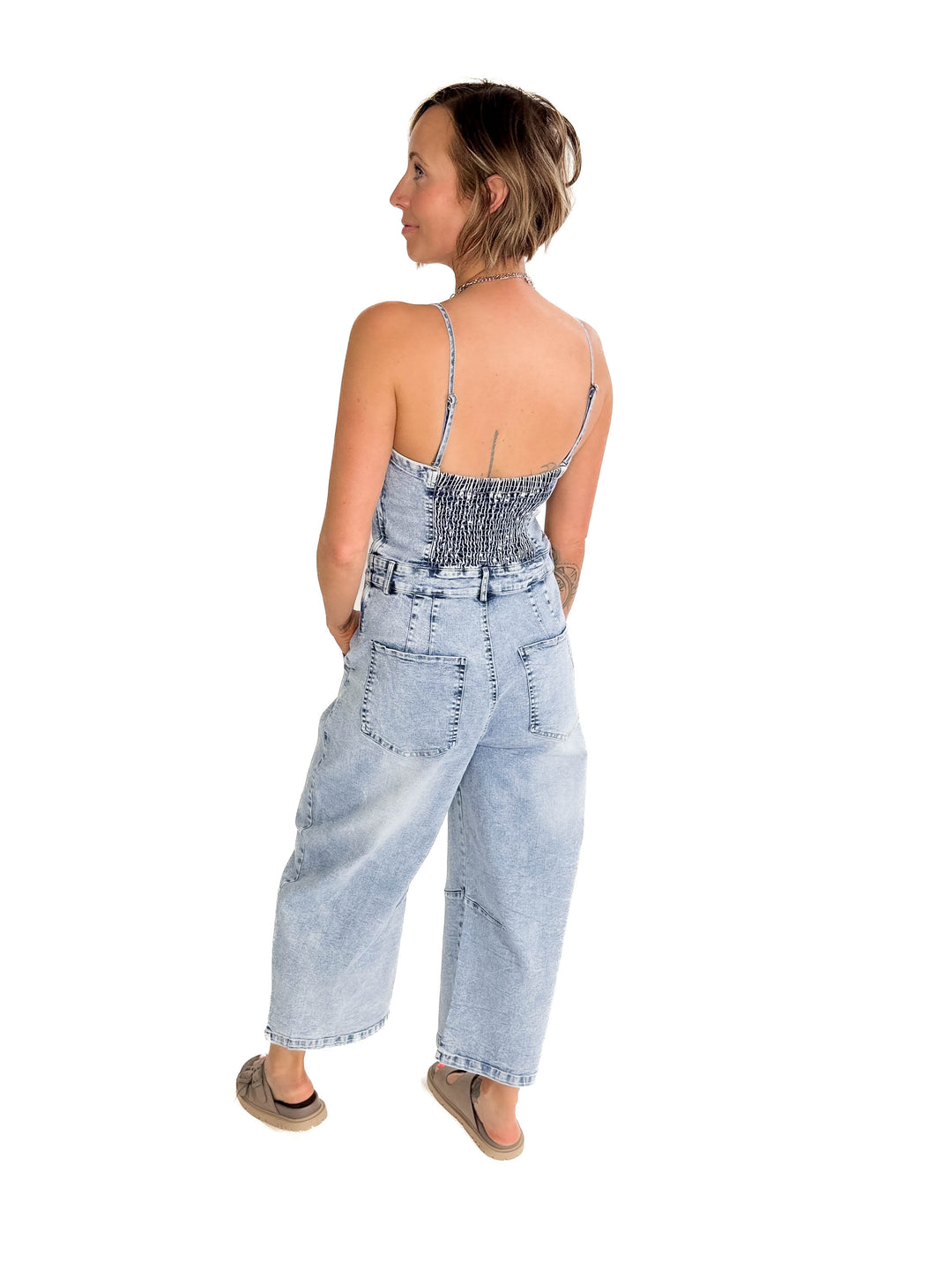 Aaron Barrel Jumpsuit- LIGHT DENIM-FINAL SALE