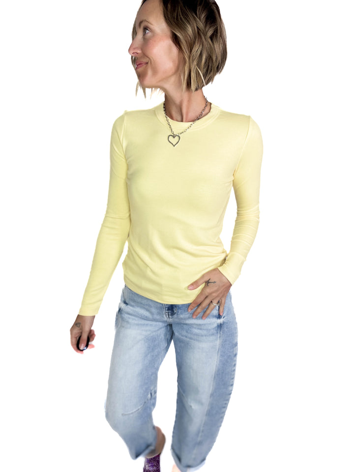 Elaina Ultra Soft Crewneck Long Sleeve- YELLOW