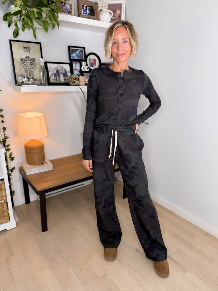 AMPERSAND AVE Thermal Long Sleeve + Pant Set- CAMO
