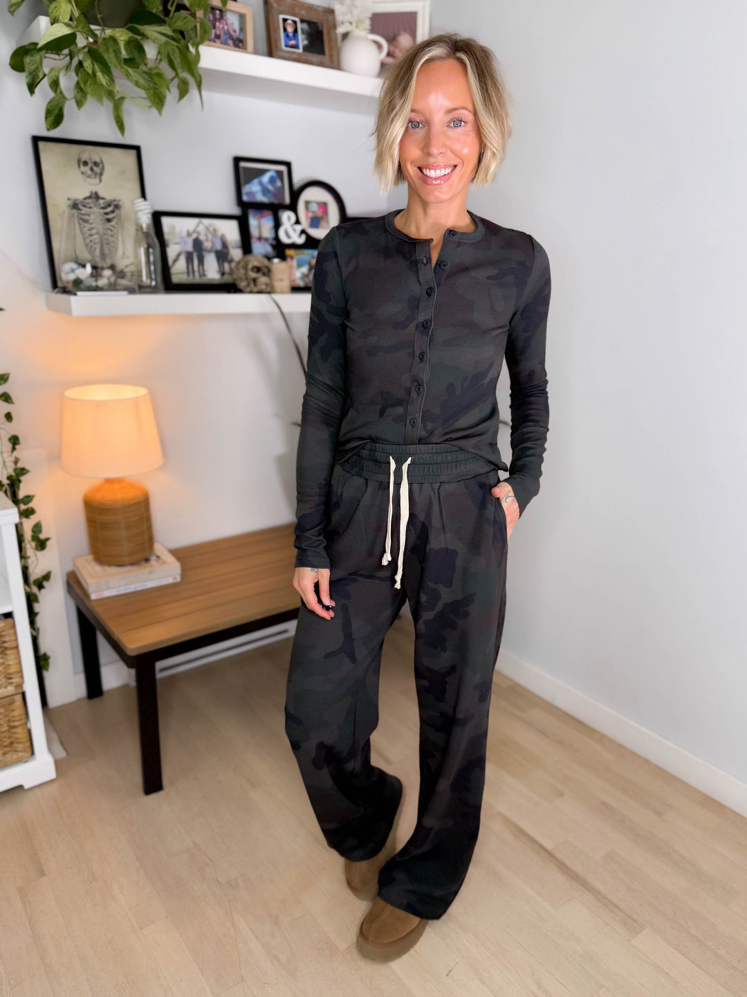 AMPERSAND AVE Thermal Long Sleeve + Pant Set- CAMO