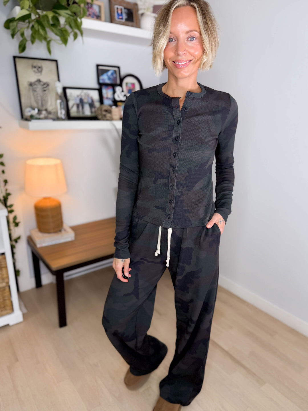 AMPERSAND AVE Thermal Long Sleeve + Pant Set- CAMO
