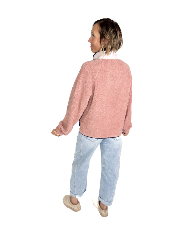 Jenna Fleece 1/2 Snap Pullover- MAUVE PINK