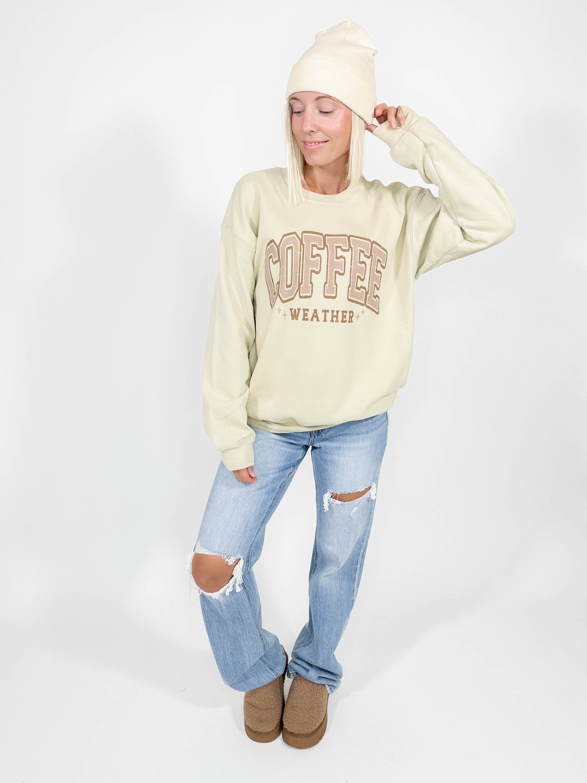 Coffee Weather Crewneck- SAND