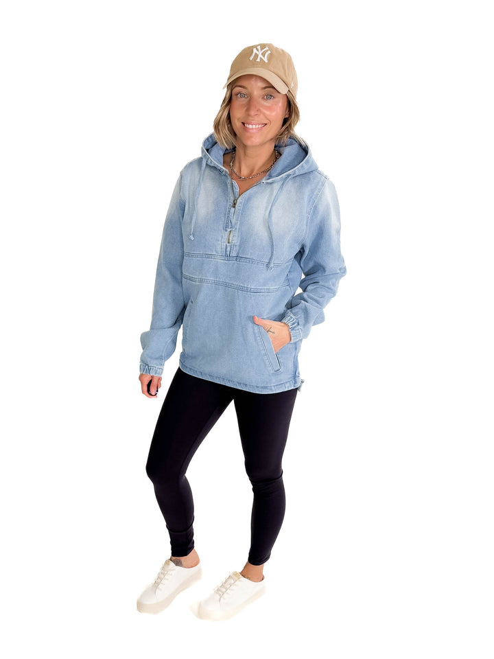 Bex Denim Hoodie Jacket- LIGHT WASH