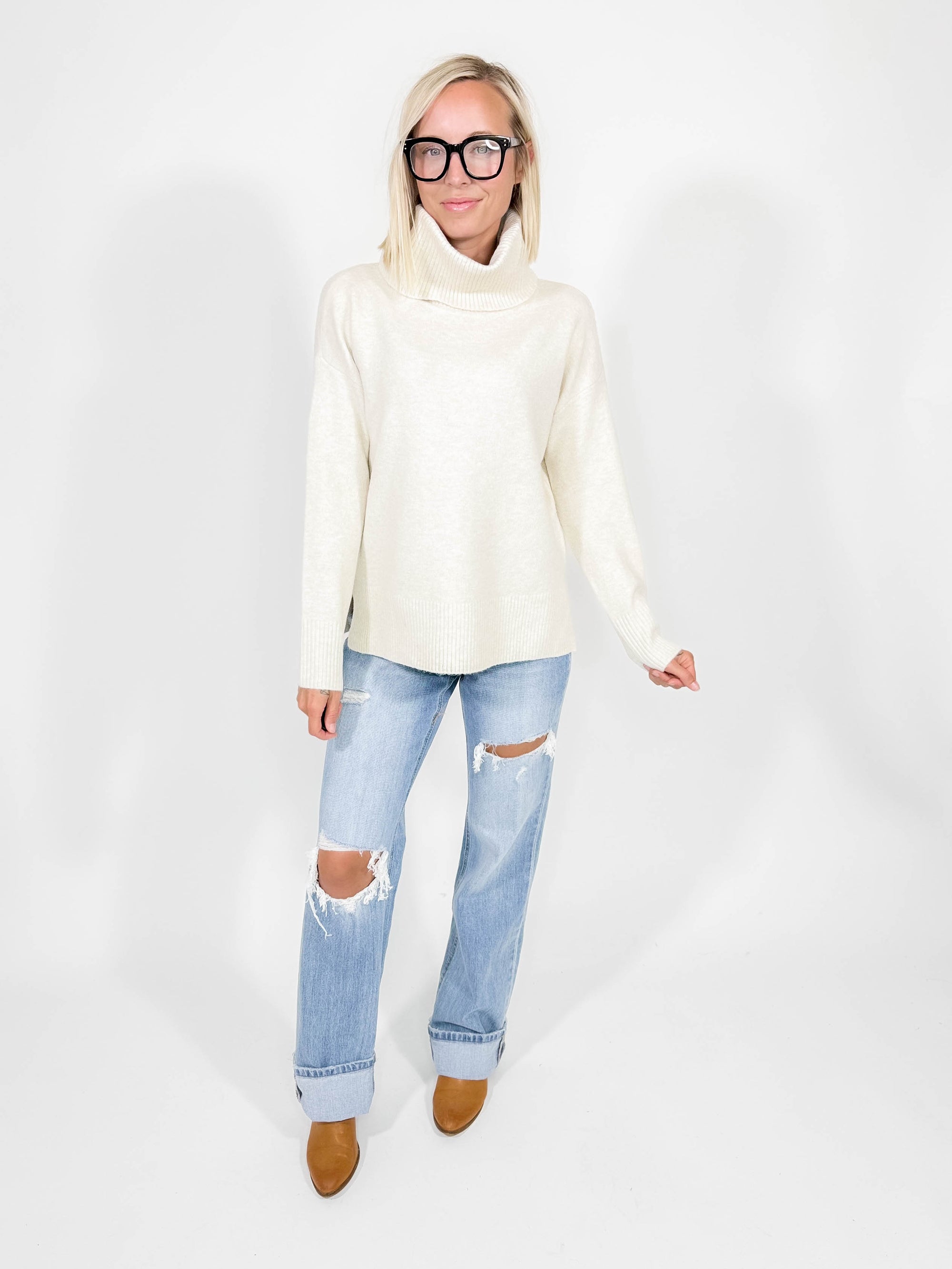 VERO MODA Doffy Cowlneck Sweater- BIRCH-FINAL SALE