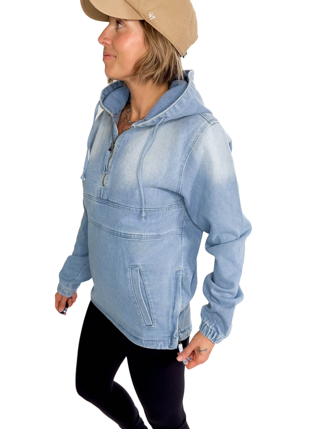 Bex Denim Hoodie Jacket- LIGHT WASH