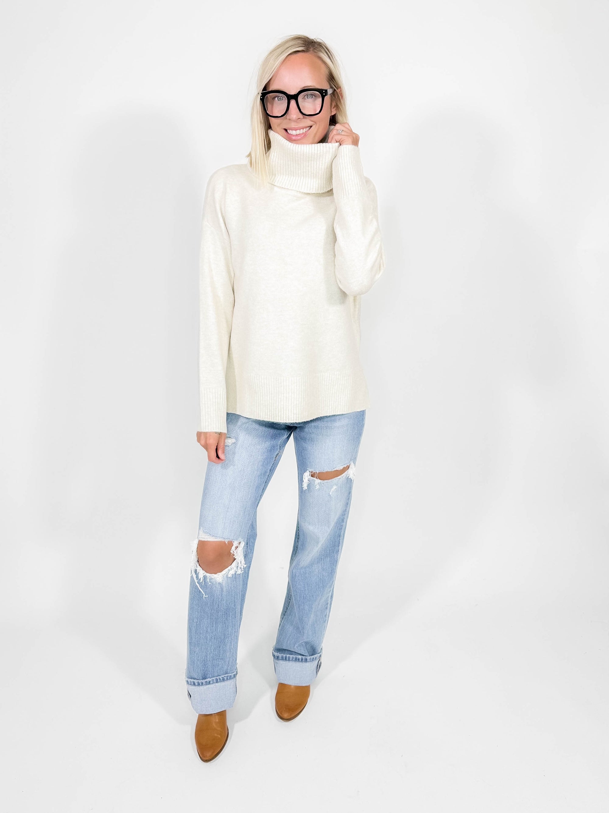 VERO MODA Doffy Cowlneck Sweater- BIRCH-FINAL SALE